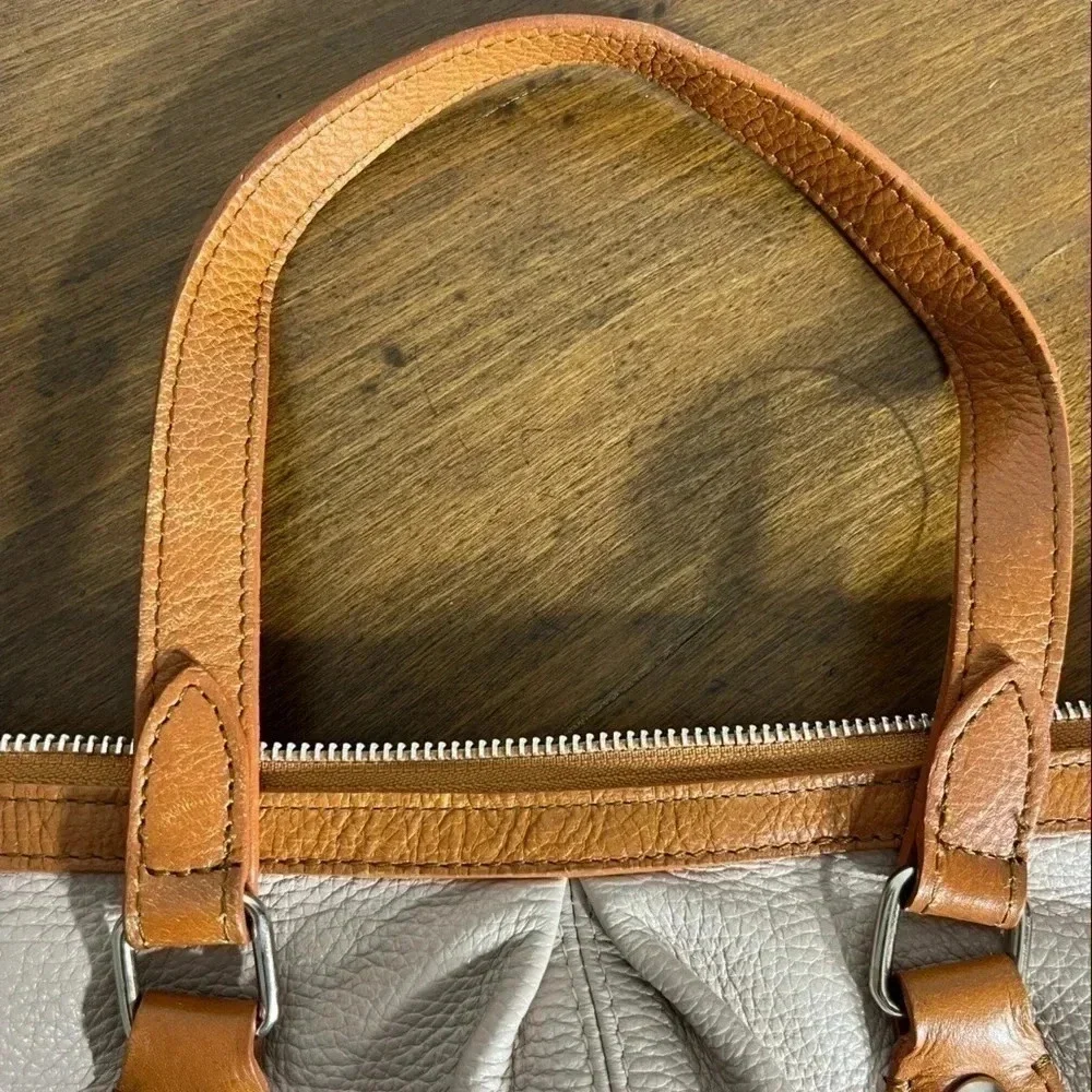 Valentina Italia Taupe and‎ Saddle Leather Bag